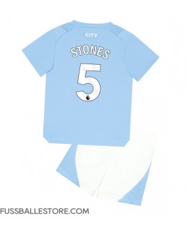 Günstige Manchester City John Stones #5 Heimtrikotsatz Kinder 2023-24 Kurzarm (+ Kurze Hosen)